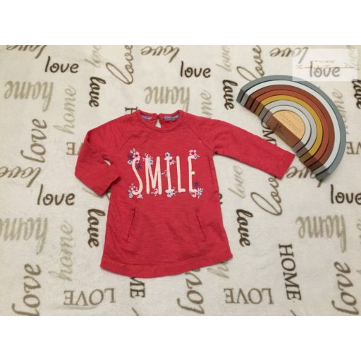 Early days 0-3 hó 62 cm  piros, Smile feliratos-virágos vékonyabb pamut lány felső/  tunika újszerű,hibátlan