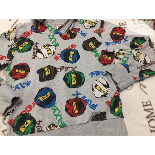 Lego 7-8 év 122-128 cm szürke, Ninjago mintás vékonyabb pamut fiú felső - újszerű,hibátlan
