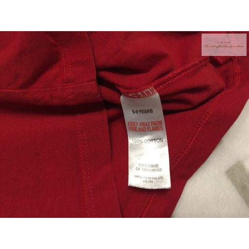 Matalan 5-6 év 110-116 cm piros, dinó - fenyő mintás pamut fiú felső újszerű,hibátlan- karácsonyi