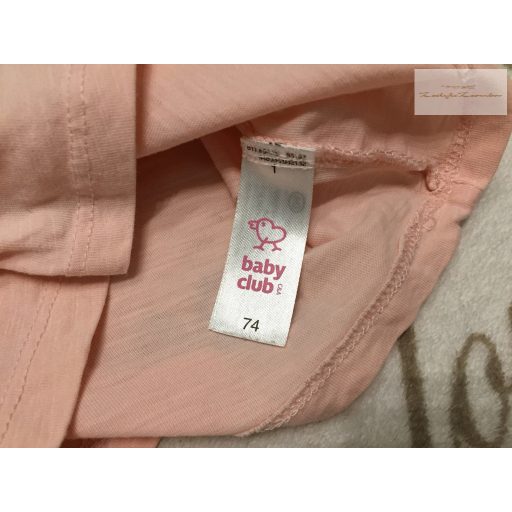 Baby Club 6-9 hó 74 cm rózsaszín, meggy/ cseresznye mintás vékony pamut  lány felső - újszerű,hibátlan