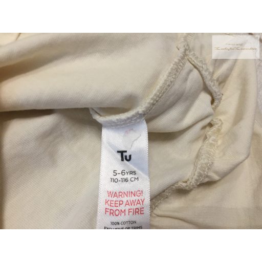 TU 5-6 év 110-116 cm törtehér, flitteres szív mintás pamut lány felső -újszerű,hibátlan