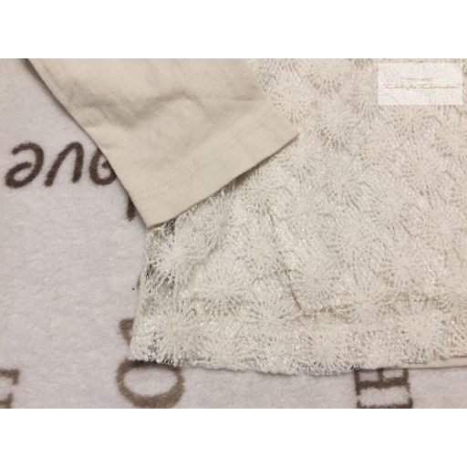 Zara 7 év 122 cm bézs, elején csipke rátétes pamut lány felső- újszerű,hibátlan