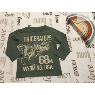   Next 18 - 24 hó 86-92 cm  zöld, triceratops-dinó mintás  pamut fiú felső-újszerű,hibátlan