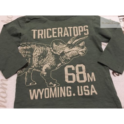 Next 18 - 24 hó 86-92 cm  zöld, triceratops-dinó mintás  pamut fiú felső-újszerű,hibátlan
