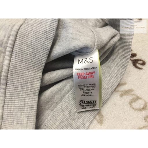 M§S 3-4 év 104 cm simizős cápa mintás pamut fiú felső / pulóver - újszerű,hibátlan 