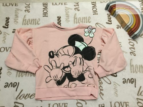 Disney Minnie 7 év 116-122 cm rózsaszín, fekete Minnie mintás  pamut lány felső/ pulóver - újszerű,hibátlan