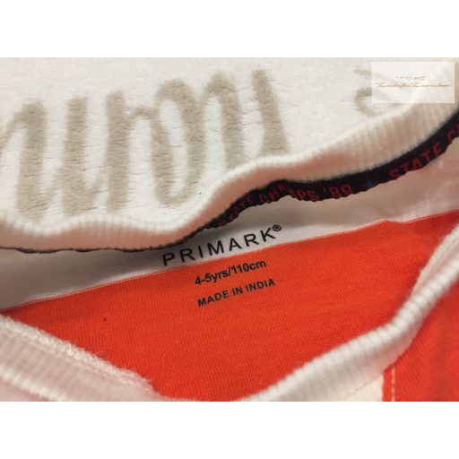 Primark 4-5 év 104-110 cm  színes csíkos pamut fiú felső  - újszerű,hibátlan