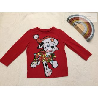   Paw Patrol 2-3 év 92-98 cm piros, Marshall- karácsonyi mintás pamut fiú felső -újszerű,hibátlan- Mancs őrjárat