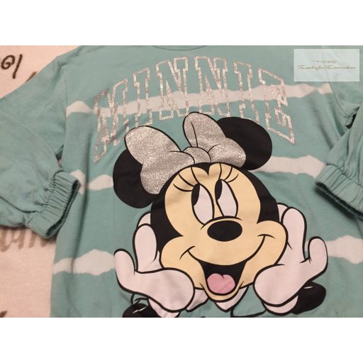 H§M 4-5 év 110 cm Minnie mintás ezüst feliratos pamut lány felső/ pulóver- új, csak átmosva