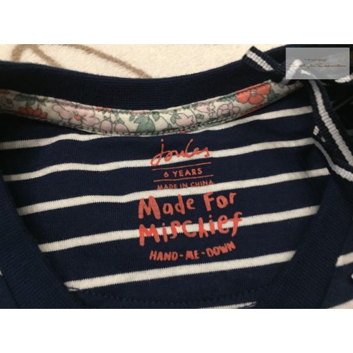 Joules 6 év 110-116 cm kék csíkos ló mintás pamut lány felső -új, címkés
