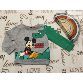   Disney at Primark 9-12 hó 74-80 cm Mickey - dinó mintás pamut fiú  felső/ pulóver-újszerű, hibátlan