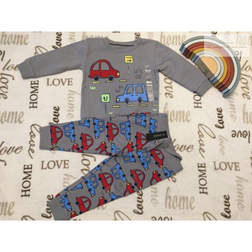 Dunnes 12-18 hó 80-86  cm szürke, színes autó mintás puha pamut fiú szabadidő szett/ együttes- új, címkés
