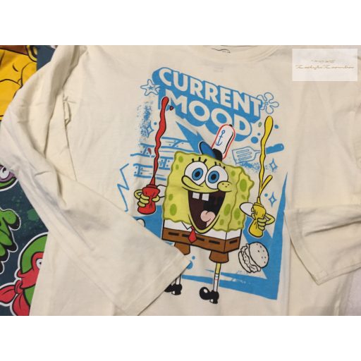 Sinsay 10 év és Little Kids 9 év 134 -140 cm zöld csíkos -Tini Ninja-SpongeBob mintás pamut fiú felső szett 3 db - újszerű,hibátlan