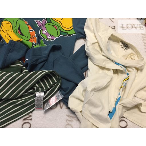 Sinsay 10 év és Little Kids 9 év 134 -140 cm zöld csíkos -Tini Ninja-SpongeBob mintás pamut fiú felső szett 3 db - újszerű,hibátlan