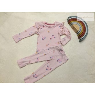   Matalan 12 - 18  hó 80 - 86  cm  rózsaszín, virág-unikornis mintás pamut lány felső és legging szett- újszerű,hibátlan