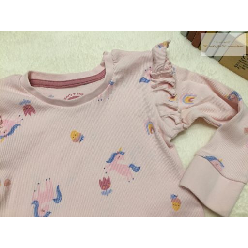 Matalan 12 - 18  hó 80 - 86  cm  rózsaszín, virág-unikornis mintás pamut lány felső és legging szett- újszerű,hibátlan