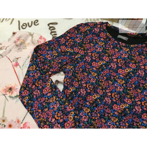 Next 13 év 158 cm csíkos - virágmintás pamut lány felső szett 3 db - újszerű,hibátlan