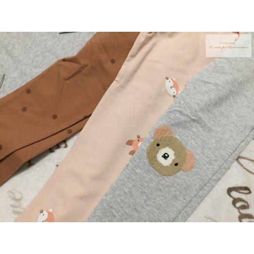 Next 3-4 év 104 cm nyuszi-maci-kisegér mintás pamut lány felső és legging szett 3 db - új, címkés