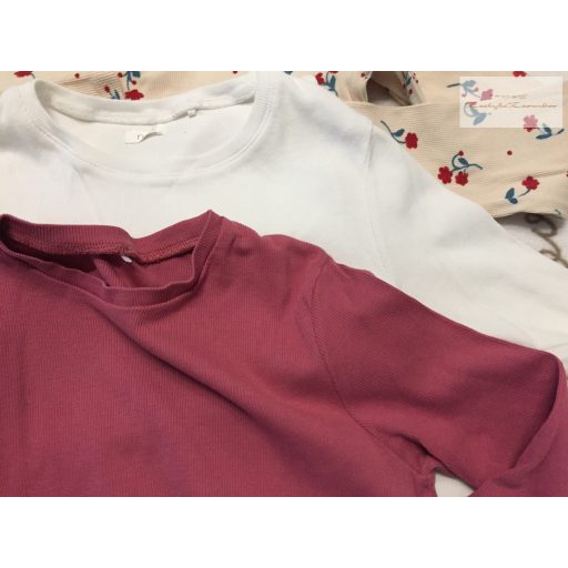 Next 12 év 152 cm tégla - fehér és virágmintás pamut lány felső szett 3 db-  újszerű,hibátlan