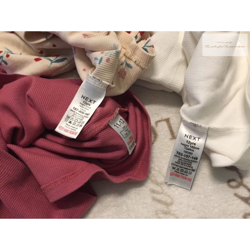 Next 12 év 152 cm tégla - fehér és virágmintás pamut lány felső szett 3 db-  újszerű,hibátlan