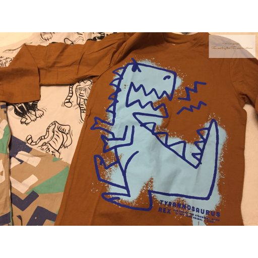 H§M 8-10 év 134-140 cm  dinó-állat-absztrakt mintás  pamut fiú felső szett 3 db - újak, csak lecímkézve