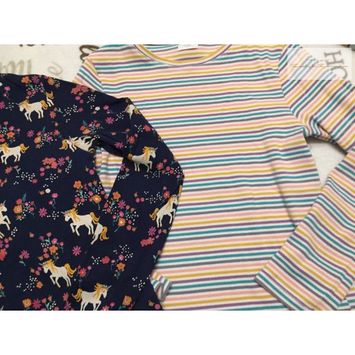Next 12 év 152 cm csíkos és unikornis mintás pamut lány felső  szett 2 db  újszerű,hibátlan