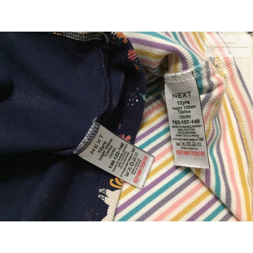 Next 12 év 152 cm csíkos és unikornis mintás pamut lány felső  szett 2 db  újszerű,hibátlan