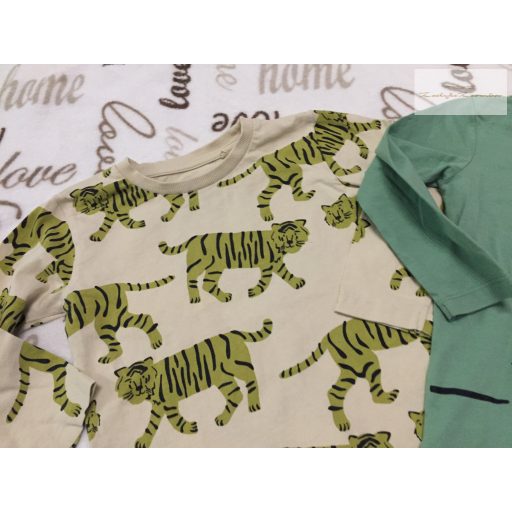 George, Matalan 2 - 3 év   92 - 98  cm bézs- zöld, dinó-tigris mintás pamut fiú felső szett 2 db újszerű,hibátlan