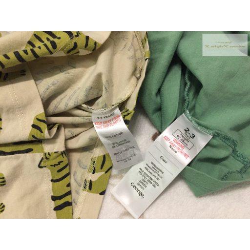 George, Matalan 2 - 3 év   92 - 98  cm bézs- zöld, dinó-tigris mintás pamut fiú felső szett 2 db újszerű,hibátlan