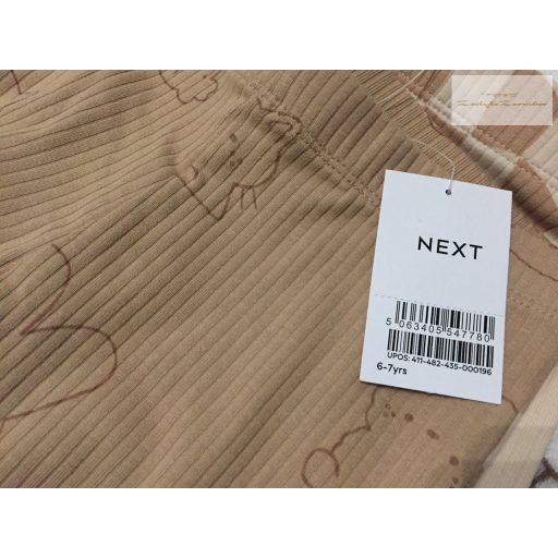 Next 6-7  év 122 cm bézs, szivárvány Miffy nyuszi mintás pamut lány felső és legging szett 3 db - új, címkés