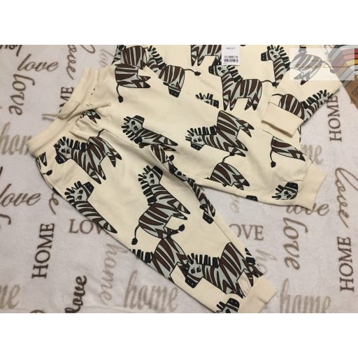 Next 4-5 év 110 cm bézs, zebra mintás pamut fiú szabadidő szett új, címkés