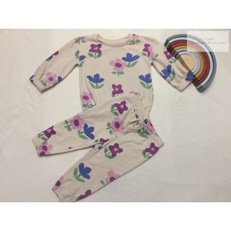   Primark 12- 18 hó 80 -86 cm bézs, színes virágmintás pamut lány szabadidő szett- újszerű,hibátlan