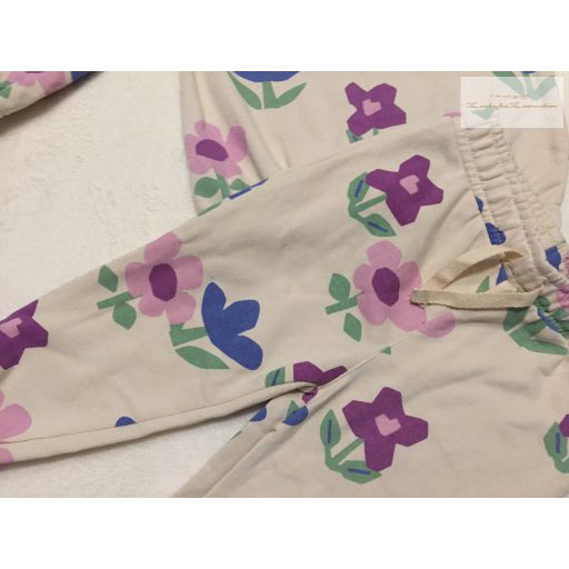 Primark 12- 18 hó 80 -86 cm bézs, színes virágmintás pamut lány szabadidő szett- újszerű,hibátlan
