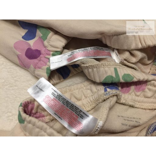 Primark 12- 18 hó 80 -86 cm bézs, színes virágmintás pamut lány szabadidő szett- újszerű,hibátlan