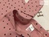 TU 9-12 hó  74-80 cm  rózsaszín, szürke pöttyös vékony pamut lány felső és legging/ pizsama szett - újszerű,hibátrlan