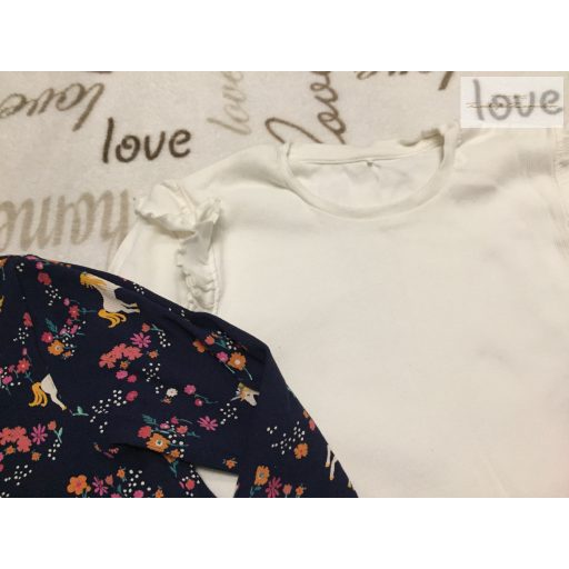 Next, George  13 év 158 cm színes csíkos - fehér és unikornis mintás pamut lány felső szett 3 db újszerű,hibátlan