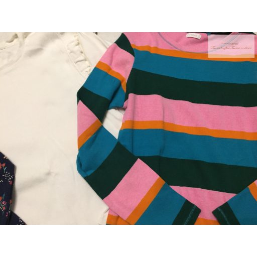 Next, George  13 év 158 cm színes csíkos - fehér és unikornis mintás pamut lány felső szett 3 db újszerű,hibátlan