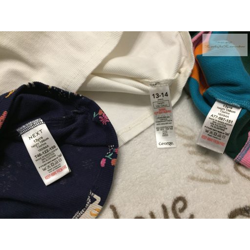 Next, George  13 év 158 cm színes csíkos - fehér és unikornis mintás pamut lány felső szett 3 db újszerű,hibátlan
