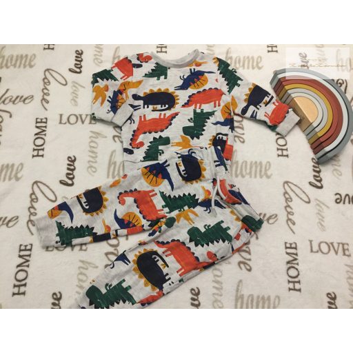Matalan 18 - 23  hó 86 - 92 cm szürke, színes dinó mintás pamut fiú szabadidő szett -újszerű,hibátlan