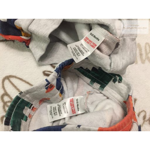 Matalan 18 - 23  hó 86 - 92 cm szürke, színes dinó mintás pamut fiú szabadidő szett -újszerű,hibátlan