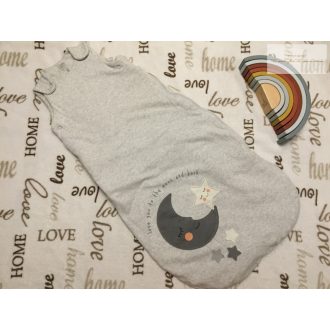   Fred§Flo 6-12 hó 68-80 cm szürke, hold- csillag mintás vastag pamut unisex hálózsák -újszerű,hibátlan