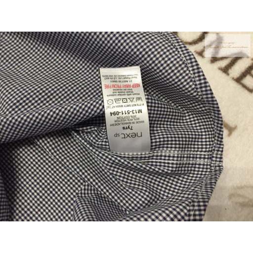 Next 7 év 122 cm  fekete - fehér apró kockás fiú ing  - új,átnőtt, csak lecímkézve