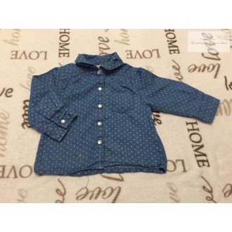   Baby Wear 3-6 hó 68 cm fehér pöttyös farmer hatású vékony pamut lány ing-újszerű,hibátlan