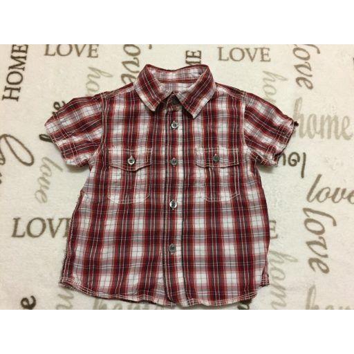 H§M 12 - 18 hó 86 cm bordó - fehér kockás fiú ing-  újszerű,hibátlan