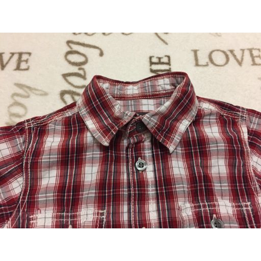 H§M 12 - 18 hó 86 cm bordó - fehér kockás fiú ing-  újszerű,hibátlan