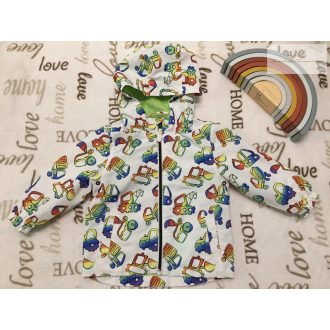 Next 12 - 18 hó 86 cm színes munkagép mintás fiú széldzseki -újszerű,   Next 12 - 18 hó 86 cm színes munkagép mintás fiú széldzseki -újszerű,