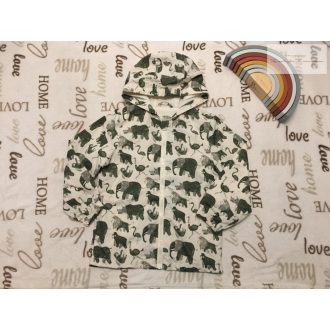   TU 4-5 év 104-110 cm bézs, khaki állat mintás pamut béléses fiú átmeneti  kabát/ széldzseki-  újszerű, hibátlan
