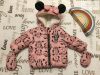 Disney up to 3 month 62 cm rózsaszín, Minnie mintás szőrme béléses vastag téli lány kabát- új, csak lecímkézve, átnőtt