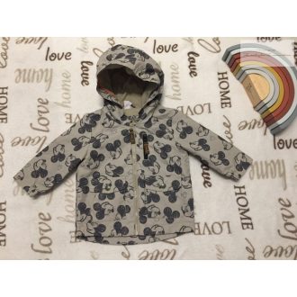 Disney 3-6 hó 62-68 cm khaki, Mickey mintás polár béléses fiú átmeneti kabát-újszerű,hibátlan   Disney 3-6 hó 62-68 cm khaki, Mickey mintás polár béléses fiú átmeneti kabát-újszerű,hibátlan