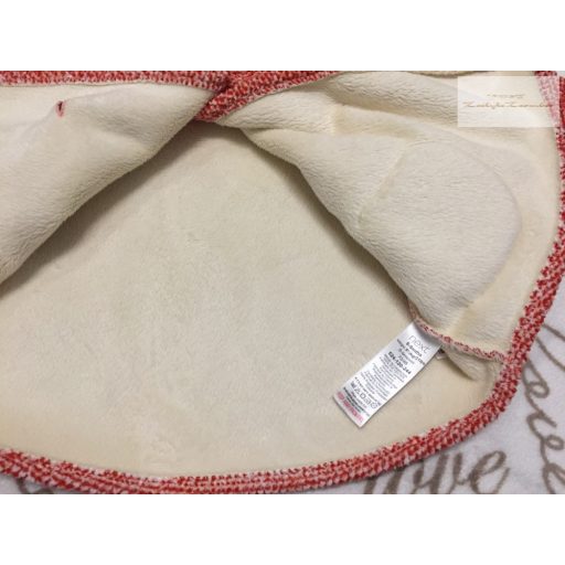 Next 6 -9 hó 9,5 kg piros - fehér melíros,  polár béléses pamut lány átmeneti elegáns kis kabát - újszerű,hibátlan